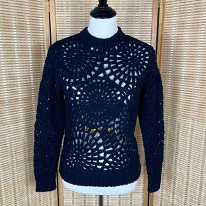Magaschoni -Black Label- Navy Open Knit Sweater